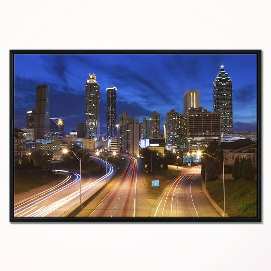 Designart - Atlanta Skyline Twilight Blue Hour